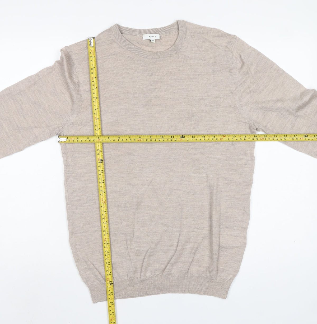 Reiss Women’s Beige 100% Wool Crew Neck Fine Knit Pullover Jumper M