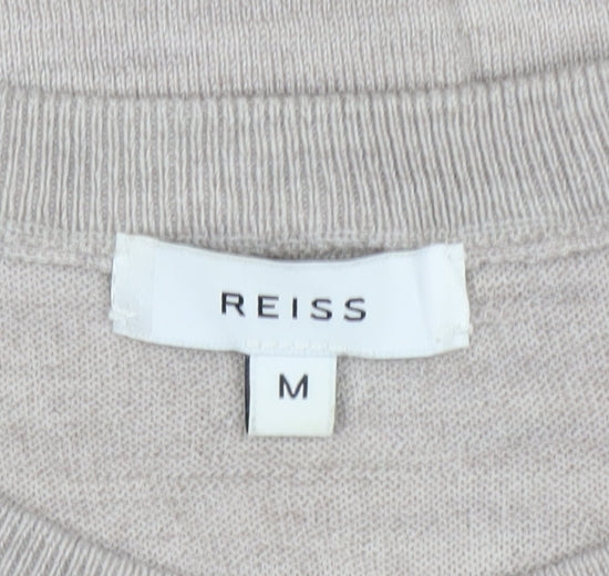 Reiss Women’s Beige 100% Wool Crew Neck Fine Knit Pullover Jumper M