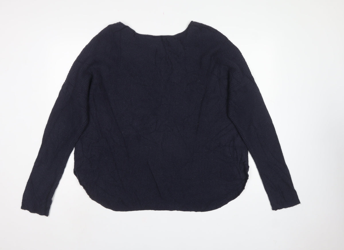 Gap Women’s Blue XL Rib Knit Wool Blend Crew Neck Pullover Jumper