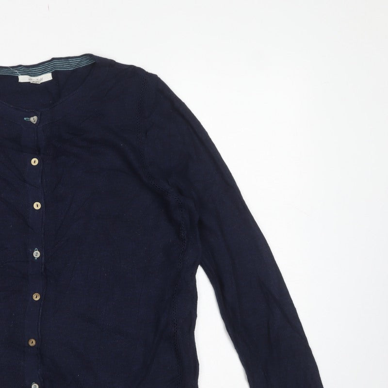 White Stuff Women’s Navy Blue UK 14 Button Knit Cardigan Long Sleeve
