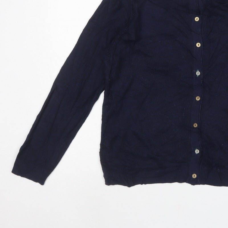 White Stuff Women’s Navy Blue UK 14 Button Knit Cardigan Long Sleeve