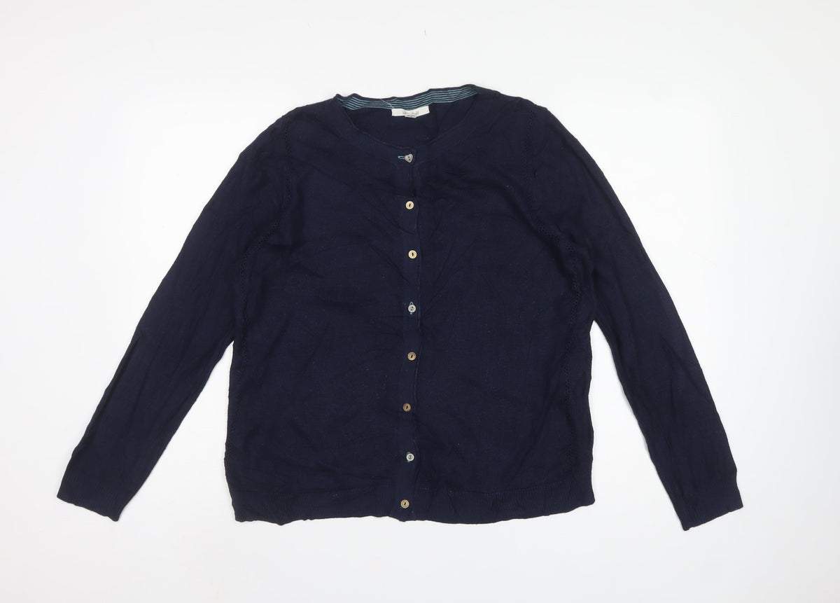 White Stuff Women’s Navy Blue UK 14 Button Knit Cardigan Long Sleeve