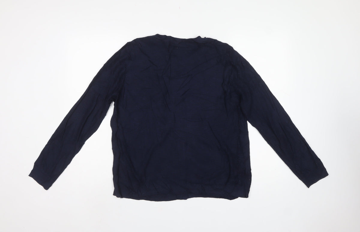 White Stuff Women’s Navy Blue UK 14 Button Knit Cardigan Long Sleeve