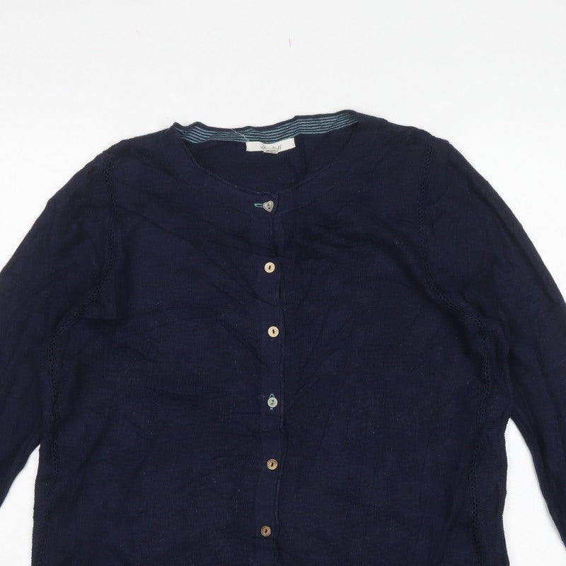 White Stuff Women’s Navy Blue UK 14 Button Knit Cardigan Long Sleeve