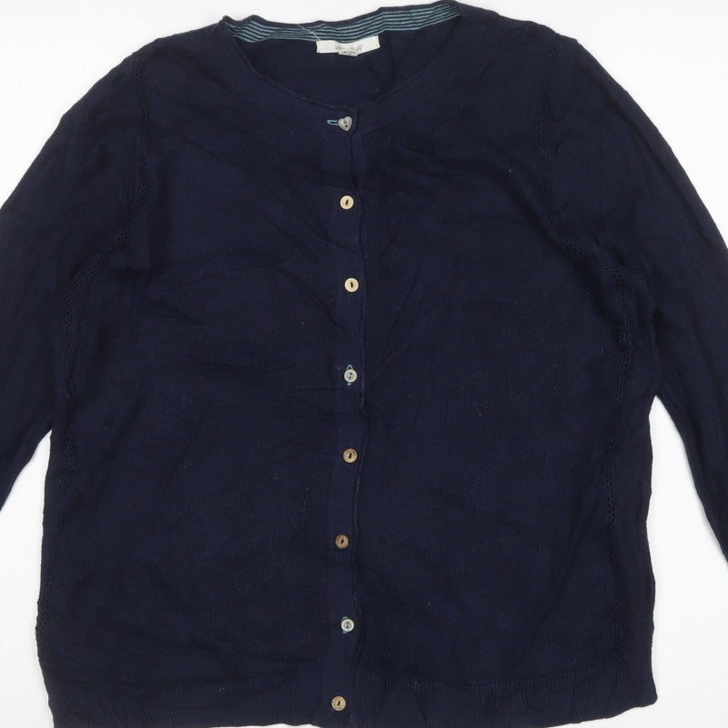 White Stuff Women’s Navy Blue UK 14 Button Knit Cardigan Long Sleeve