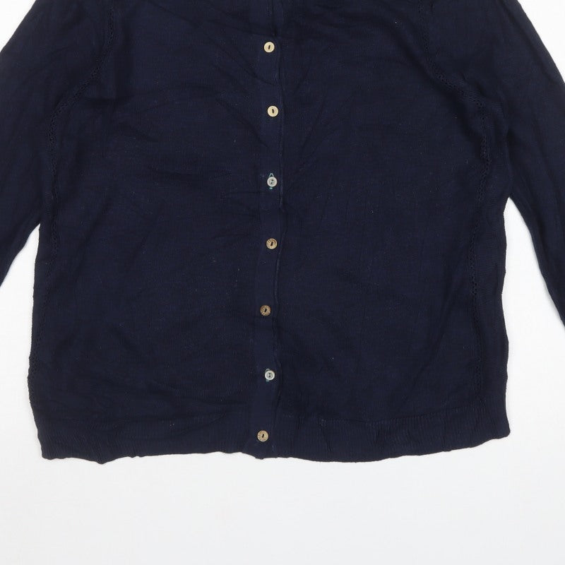 White Stuff Women’s Navy Blue UK 14 Button Knit Cardigan Long Sleeve