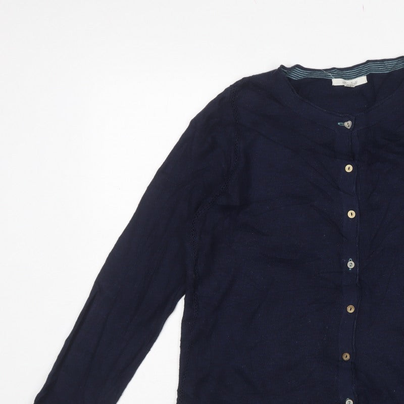 White Stuff Women’s Navy Blue UK 14 Button Knit Cardigan Long Sleeve