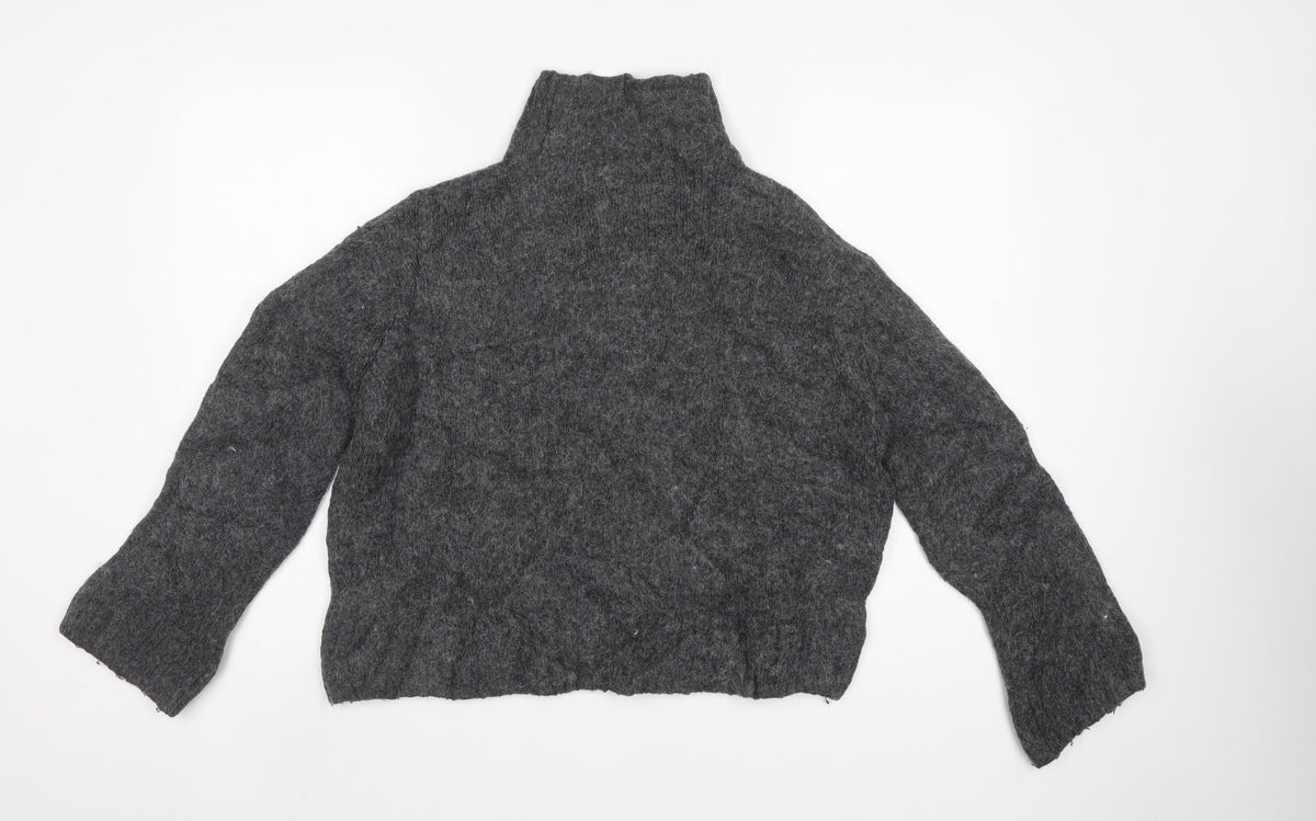 H&M Women Grey S High Neck Knit Pullover Jumper
