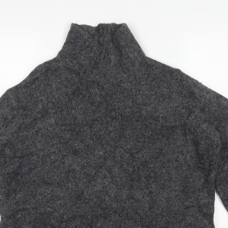 H&M Women Grey S High Neck Knit Pullover Jumper