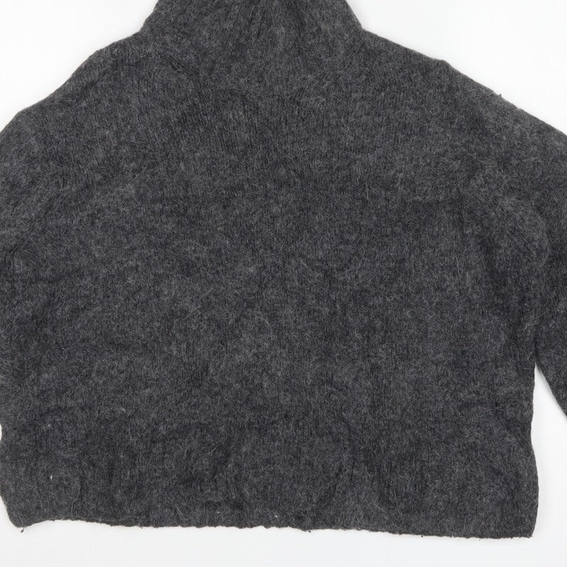 H&M Women Grey S High Neck Knit Pullover Jumper