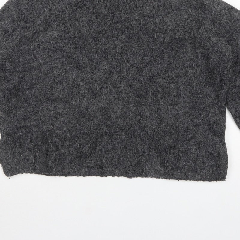 H&M Women Grey S High Neck Knit Pullover Jumper