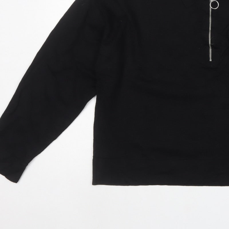 MNG Women’s Black UK 16 Collared Half Zip Knit Jumper