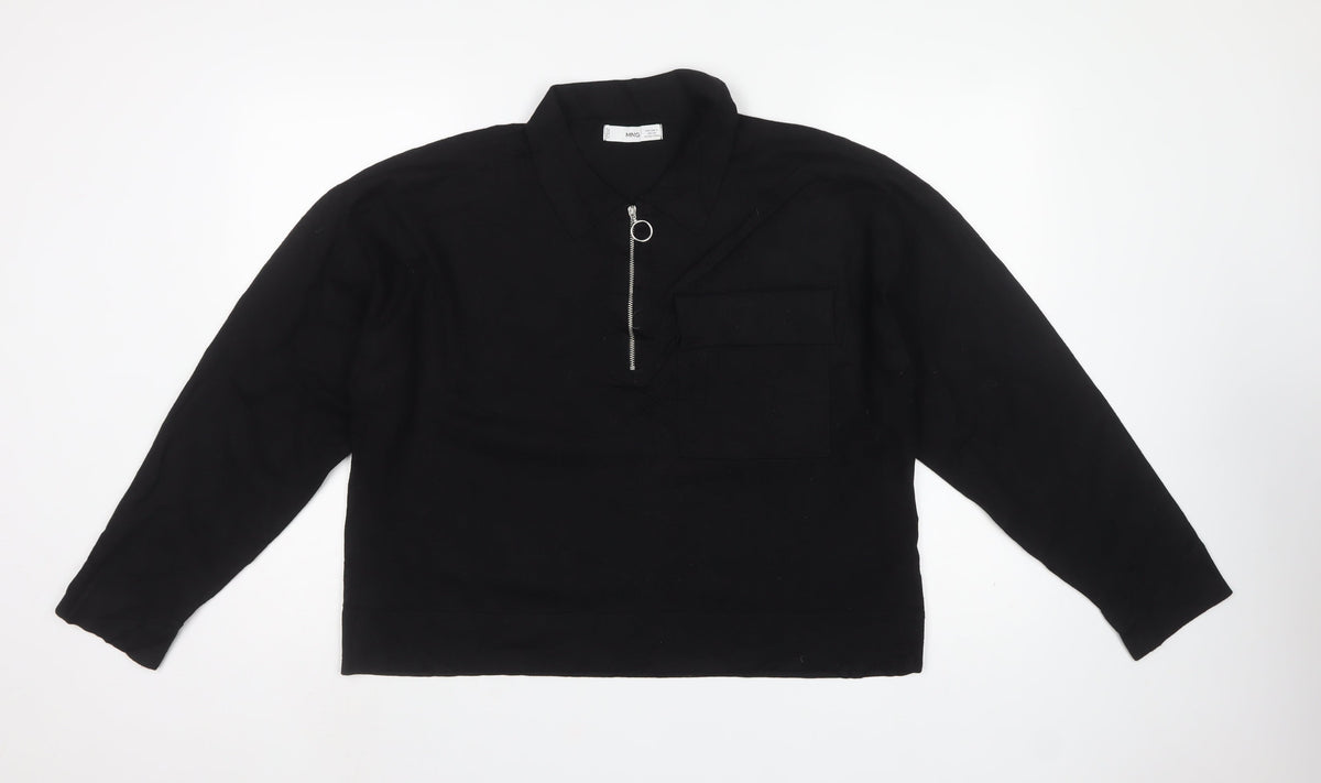 MNG Women’s Black UK 16 Collared Half Zip Knit Jumper