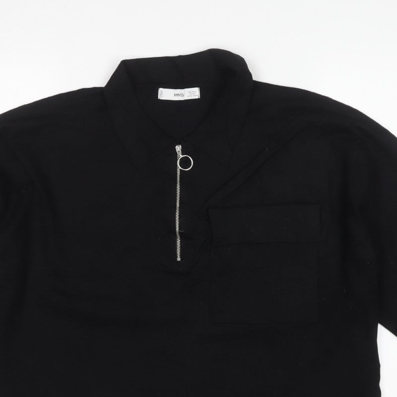 MNG Women’s Black UK 16 Collared Half Zip Knit Jumper
