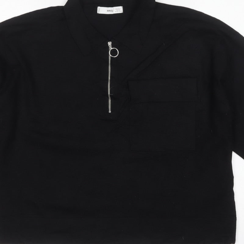 MNG Women’s Black UK 16 Collared Half Zip Knit Jumper