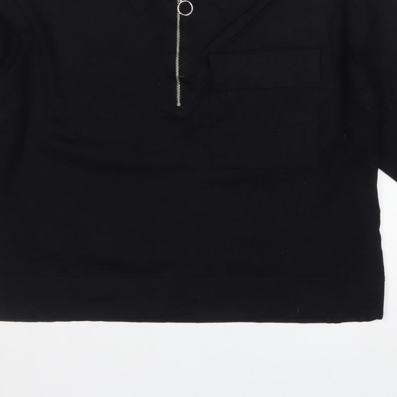 MNG Women’s Black UK 16 Collared Half Zip Knit Jumper