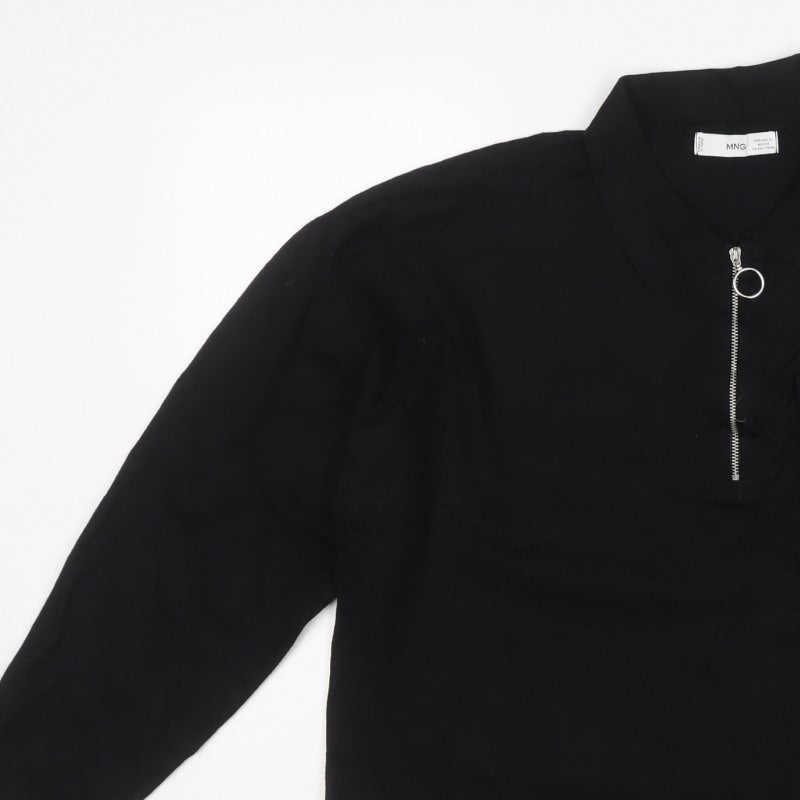 MNG Women’s Black UK 16 Collared Half Zip Knit Jumper