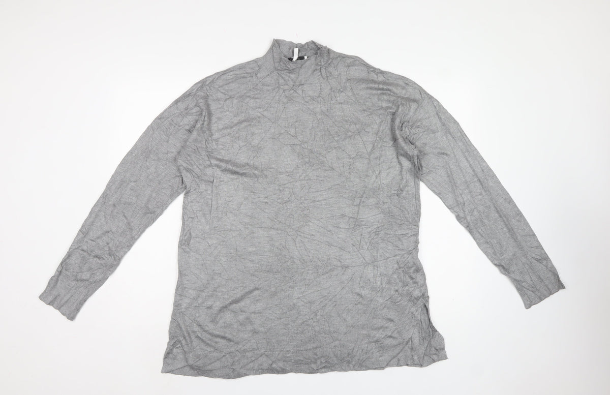 b.young Women’s Grey High Neck Knit Pullover Jumper Size L