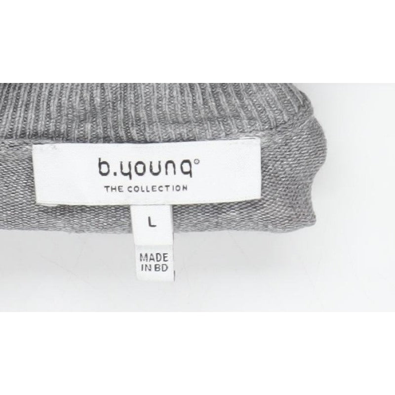 b.young Women’s Grey High Neck Knit Pullover Jumper Size L