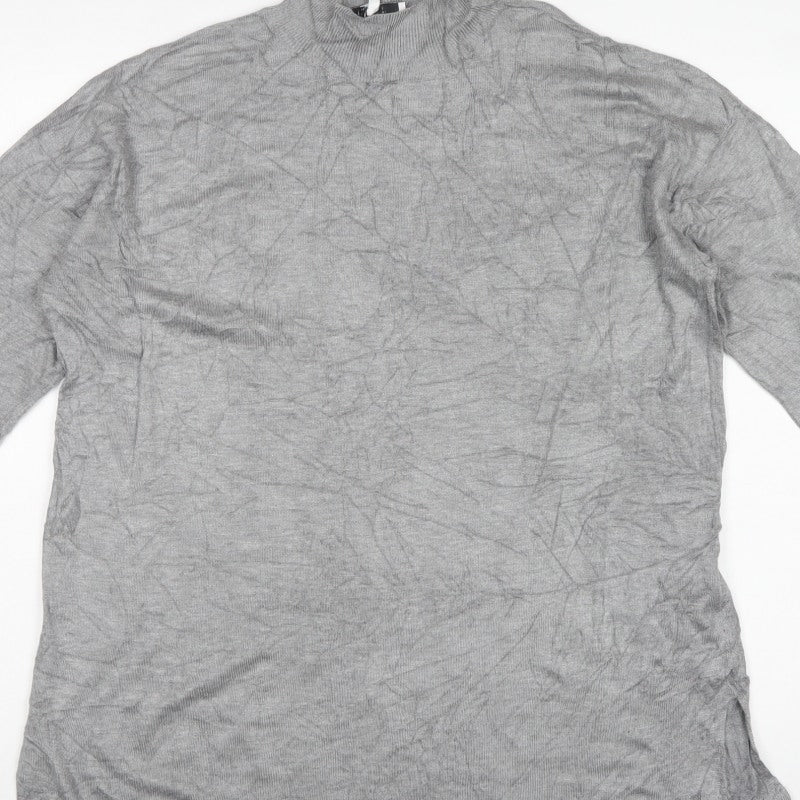 b.young Women’s Grey High Neck Knit Pullover Jumper Size L
