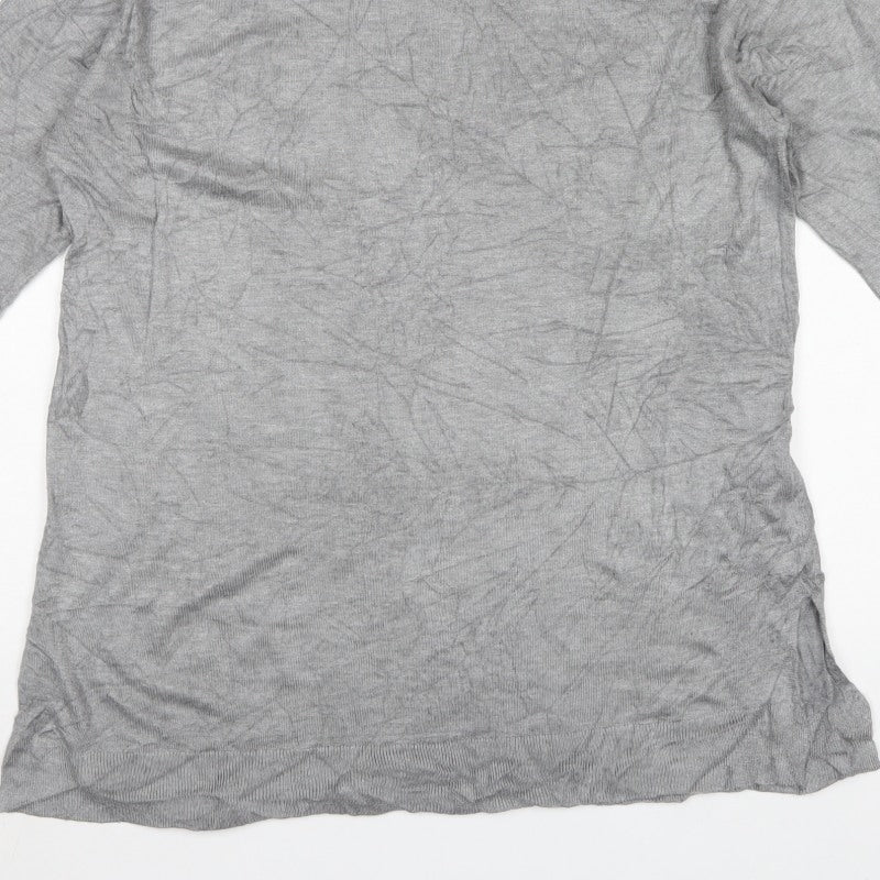 b.young Women’s Grey High Neck Knit Pullover Jumper Size L