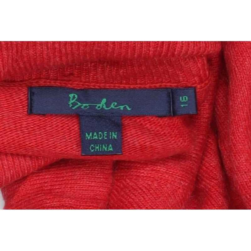 Boden Women Red Size 16 Roll Neck Cashmere Blend Knit Jumper