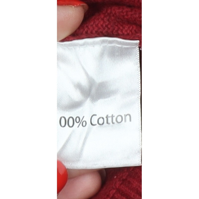 Benetti Men’s Red L V-Neck Cotton Knit Pullover Jumper