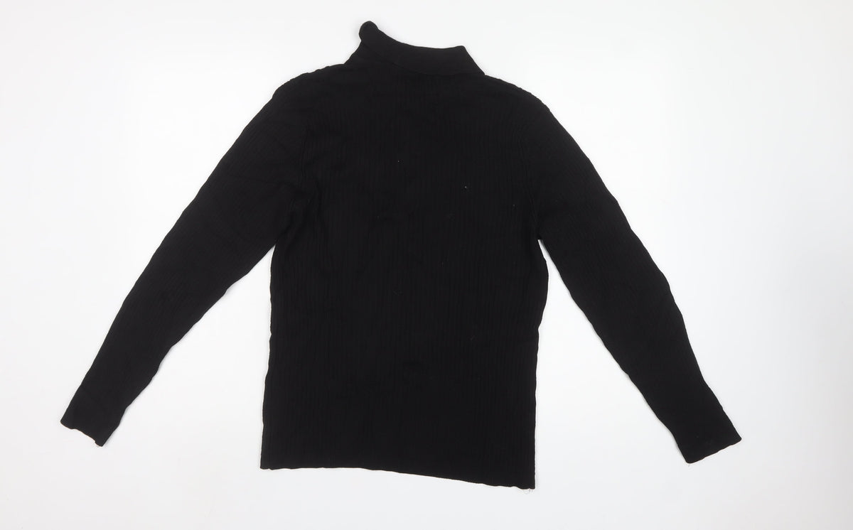 Guide London Men’s Black M Merino Wool Half Zip Knit Jumper