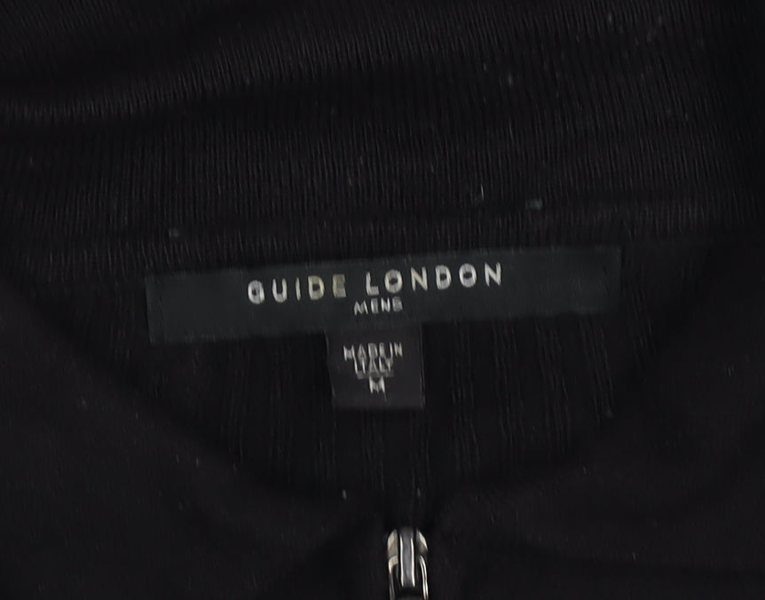 Guide London Men’s Black M Merino Wool Half Zip Knit Jumper