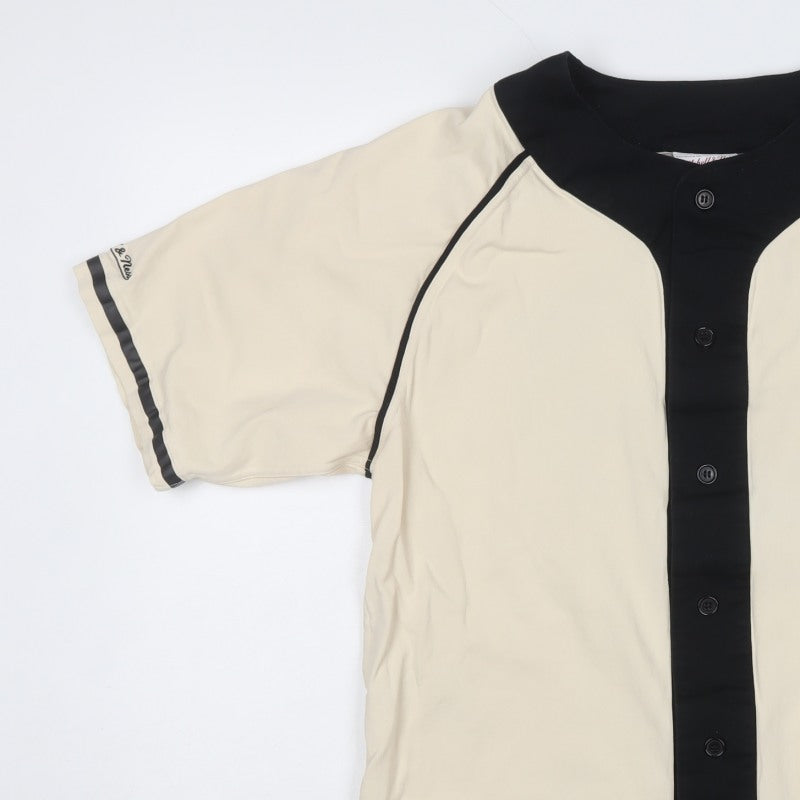 Mitchell & Ness Men Beige L Lakers NBA 2008 Hardwood Classics Baseball Shirt