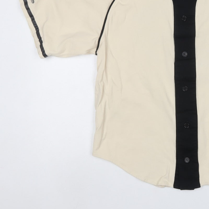 Mitchell & Ness Men Beige L Lakers NBA 2008 Hardwood Classics Baseball Shirt