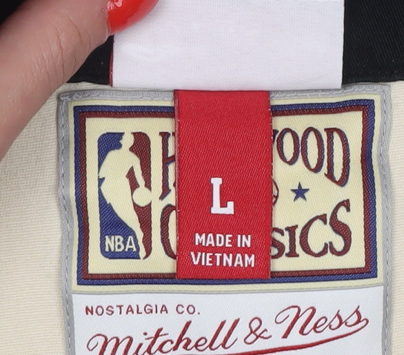 Mitchell & Ness Men Beige L Lakers NBA 2008 Hardwood Classics Baseball Shirt