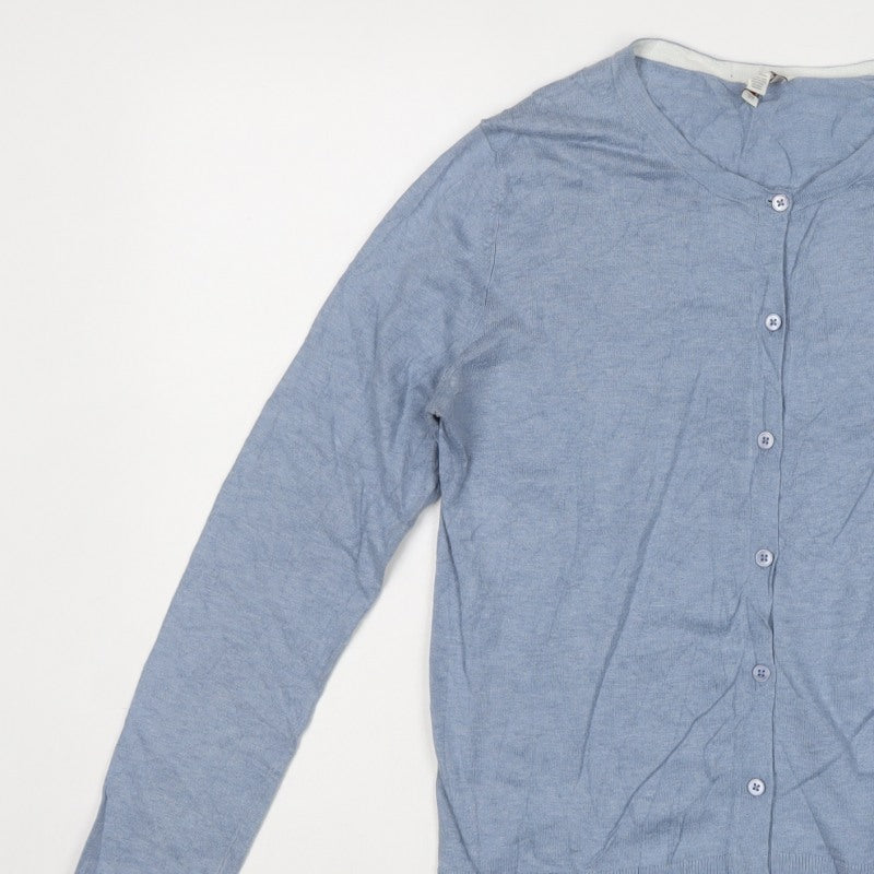 Gap Women's Blue M Silk Blend V-Neck Button Cardigan Knit
