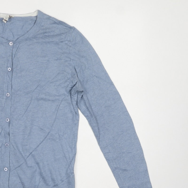 Gap Women's Blue M Silk Blend V-Neck Button Cardigan Knit