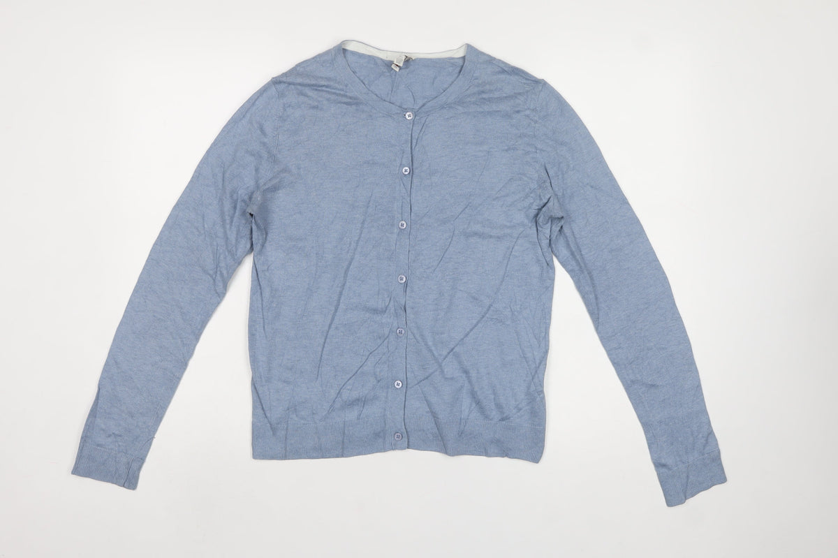 Gap Women's Blue M Silk Blend V-Neck Button Cardigan Knit