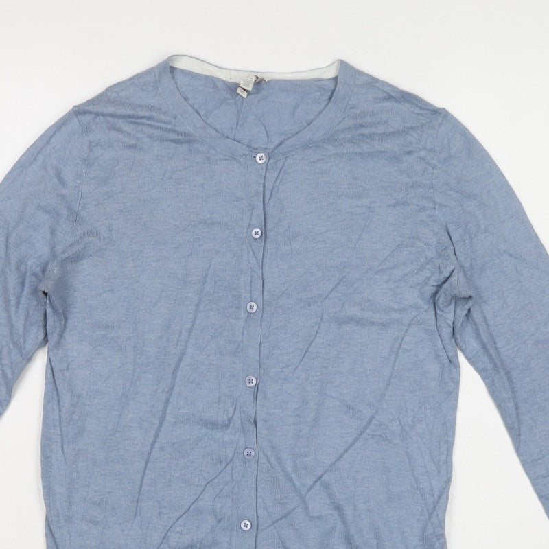 Gap Women's Blue M Silk Blend V-Neck Button Cardigan Knit