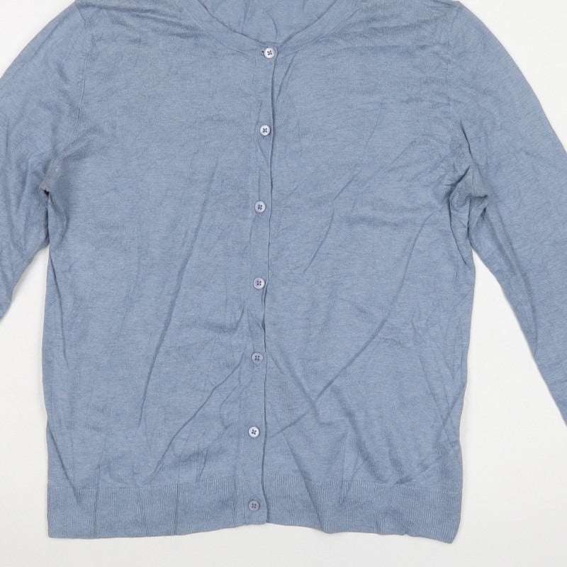 Gap Women's Blue M Silk Blend V-Neck Button Cardigan Knit