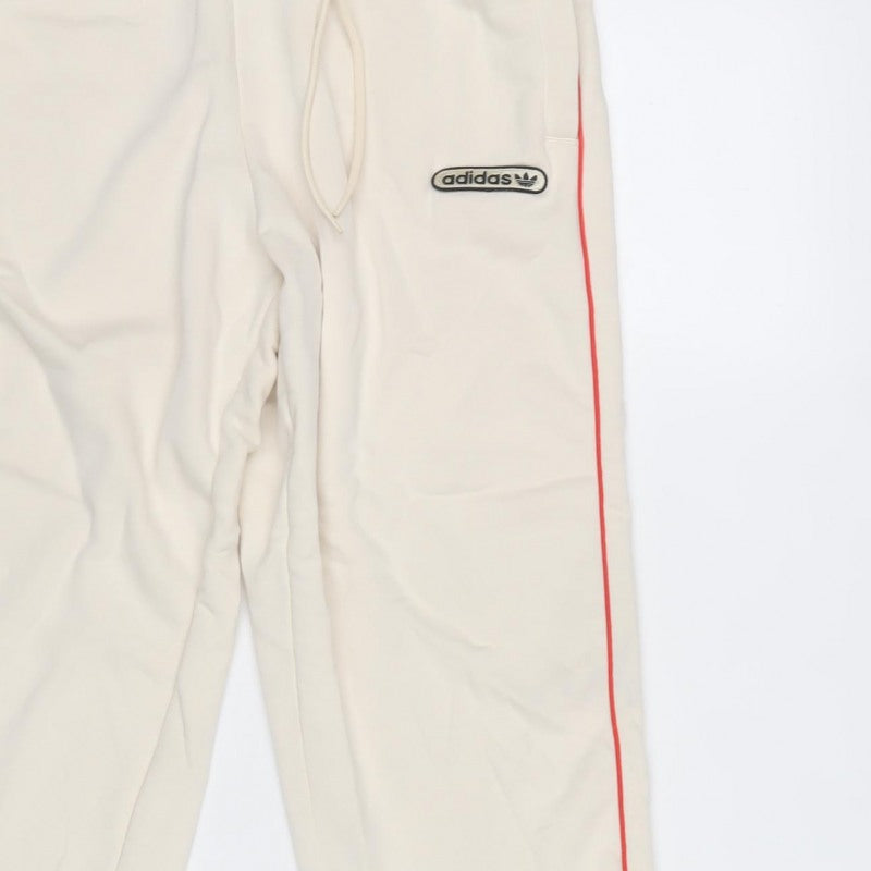 adidas Women’s Ivory UK 14 Jogger Trousers Logo Piped Cuffed