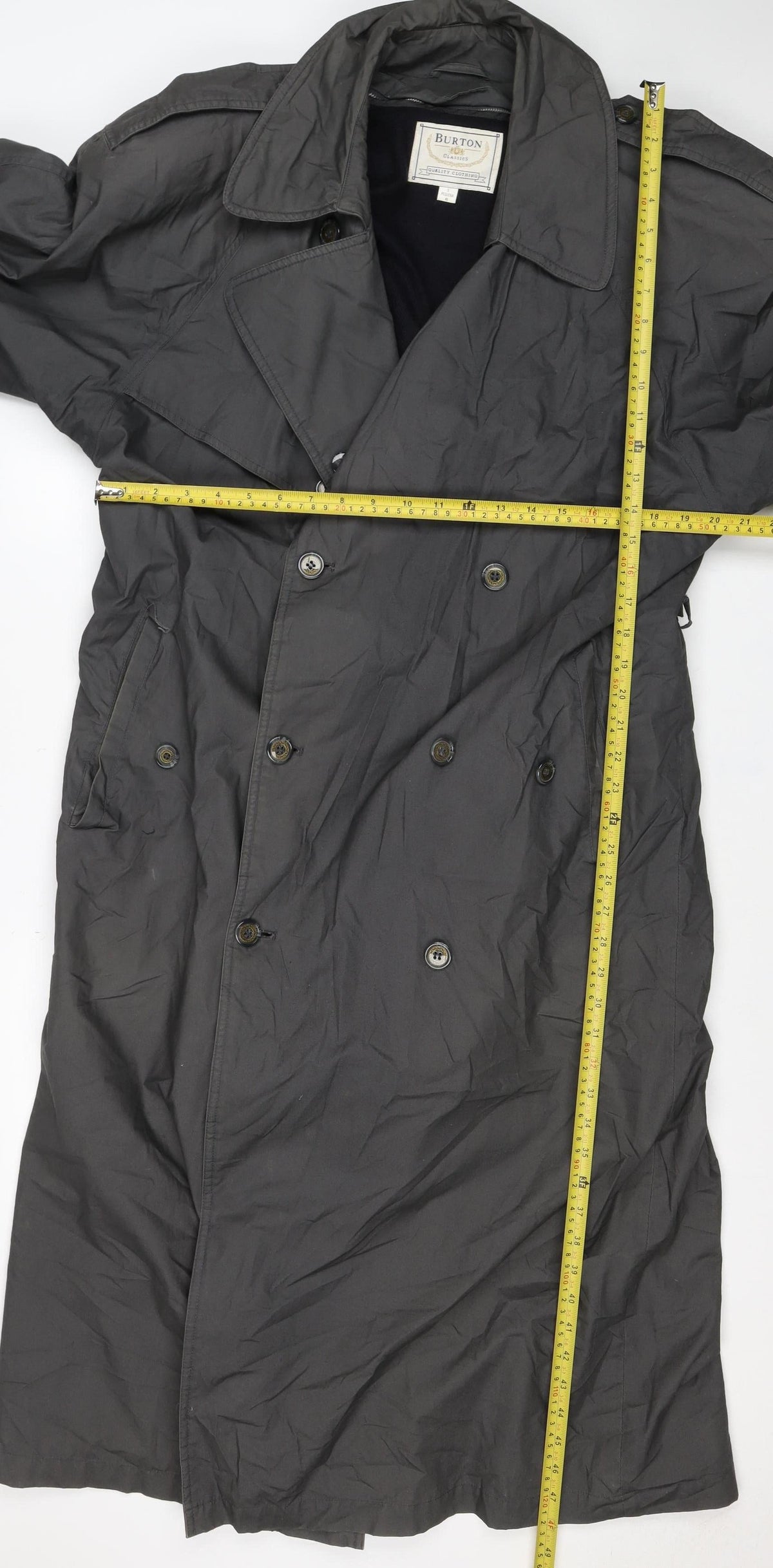 Burton Women’s Black S Long Double-Breasted Trench Coat Detachable Lining