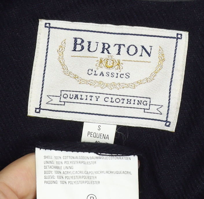 Burton Women’s Black S Long Double-Breasted Trench Coat Detachable Lining