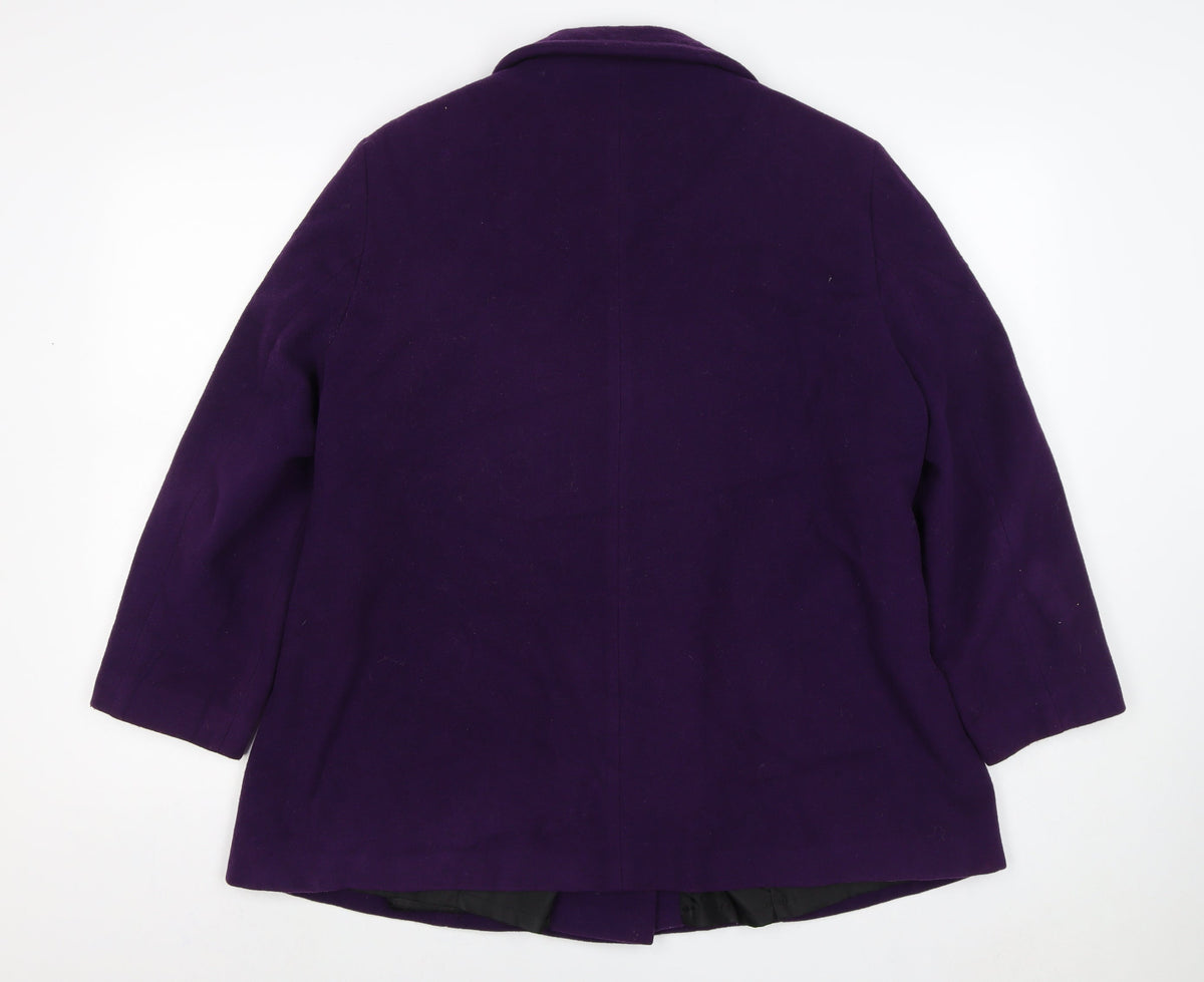 Lebek Women’s Purple UK 16 Wool Blend Mid-Length Button Coat