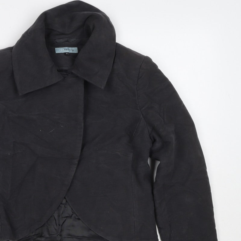 Red Herring Women’s Black Size 12 Collared Open Front Jacket