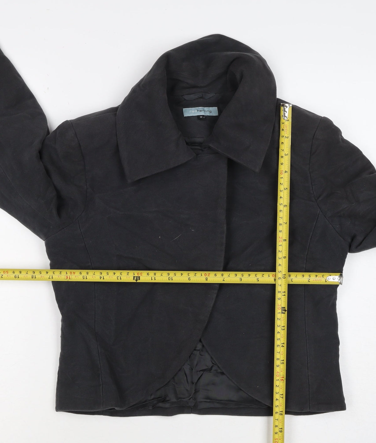 Red Herring Women’s Black Size 12 Collared Open Front Jacket