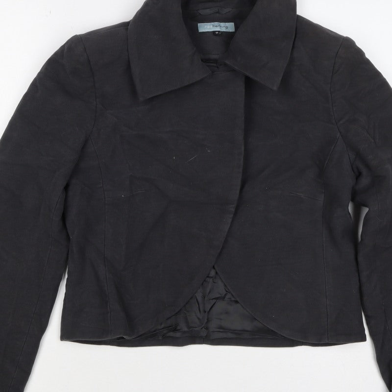 Red Herring Women’s Black Size 12 Collared Open Front Jacket