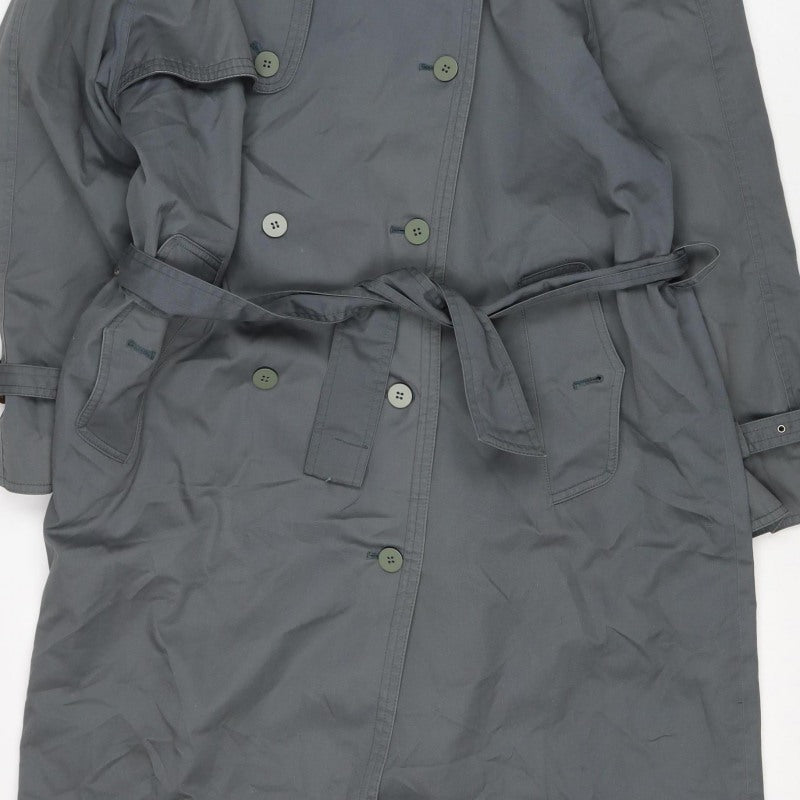 Nuage Women’s Grey Size 16 Long Double-Breasted Belted Trench Coat