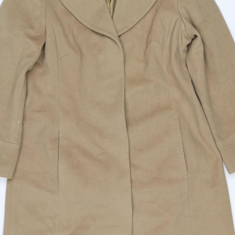 Viyella Women’s Beige UK 12 Wool Angora Long Overcoat Lined