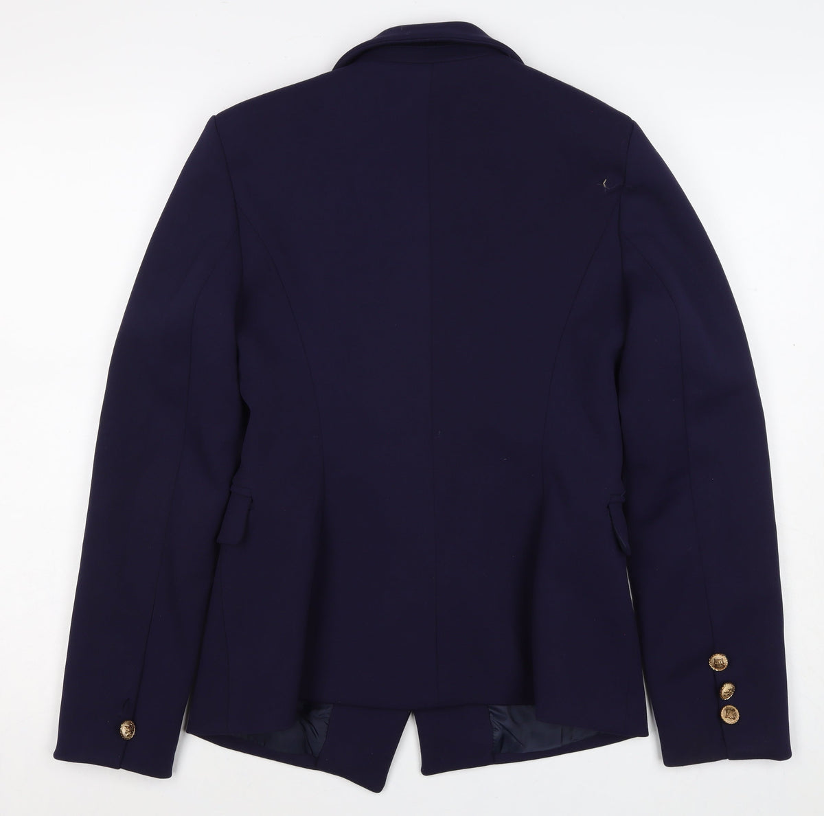 JS Millenium Women's Blue M Double-Breasted Gold Button Blazer
