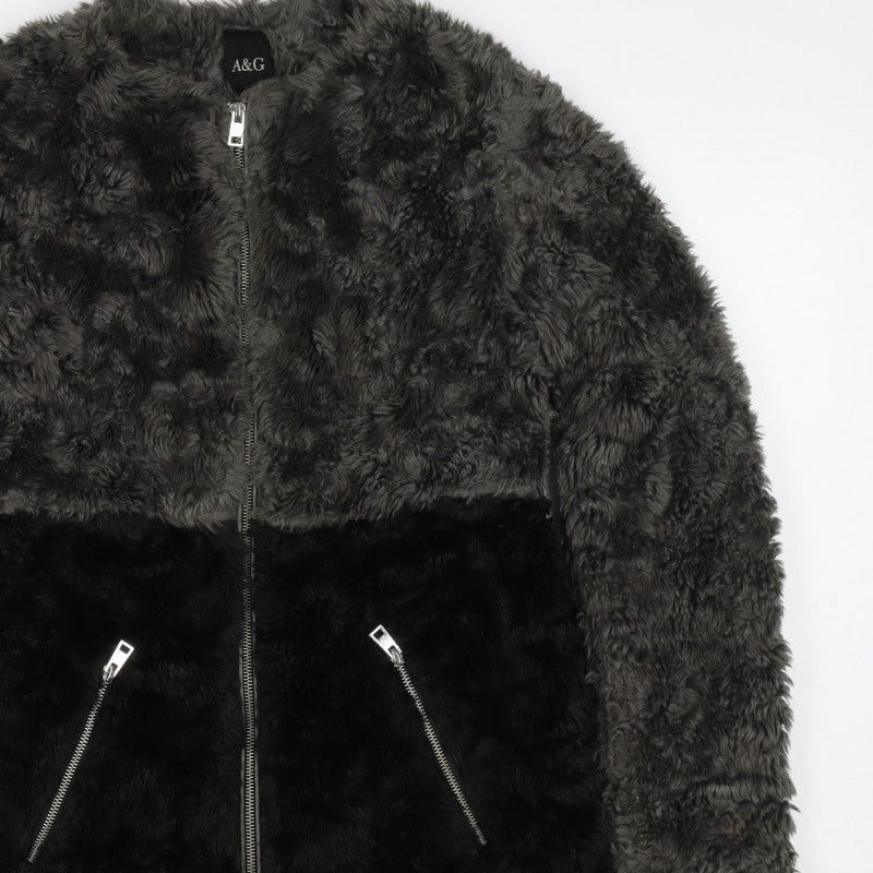 A&G Women’s Grey & Black Faux Fur Reversible Jacket Size 8
