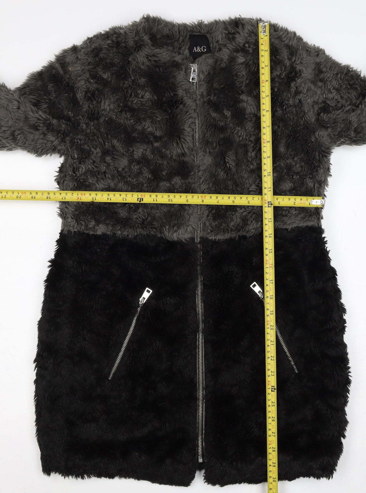 A&G Women’s Grey & Black Faux Fur Reversible Jacket Size 8