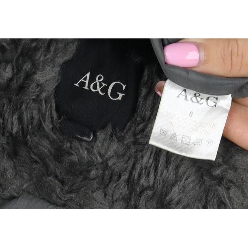 A&G Women’s Grey & Black Faux Fur Reversible Jacket Size 8